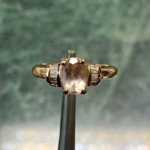 Pfirsich Morganit und Baguette Diamant Ring Roségold über Sterling STS Größe 5 - Bild 1 von 13