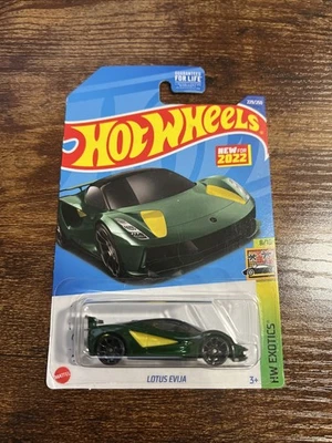 2022 风火轮 HW EXOTICS 8/10 Lotus Evija 绿色/黄色 229/250 1: 64 比例。 — 第 1/3 张图片