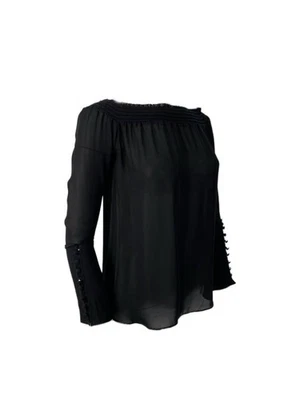 Blusa para mujer Derek Lam negra con mangas informales #27GG 6 NUEVA CON ETIQUETAS Foto 1 de 2