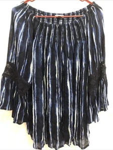 womens studio West size L crochet bell sleeve smocked neck top - Picture 1 of 12