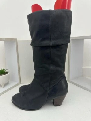 CALL IT SPRING LADIES BLACK LEATHER KNEE HIGH CUBAN HEEL BOOTS UK SIZE 3 EUR 36 - Image 1 of 4
