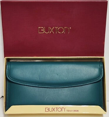 Новый из старых запасов Buxton большой бирюзовый синий кожаный складной бумажник съемная чековая книжка кошелек для монет - Изображение 1 из 4