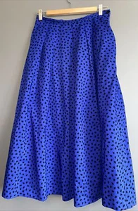 Women’s Vintage Retro Country Casuals Pure Wool Blue Skirt 8 10 12 Made In GB - Picture 1 of 7