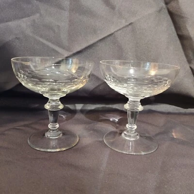 Coupes À Champagne En Verre Ancien Taillé 19ème - Photo 1/4