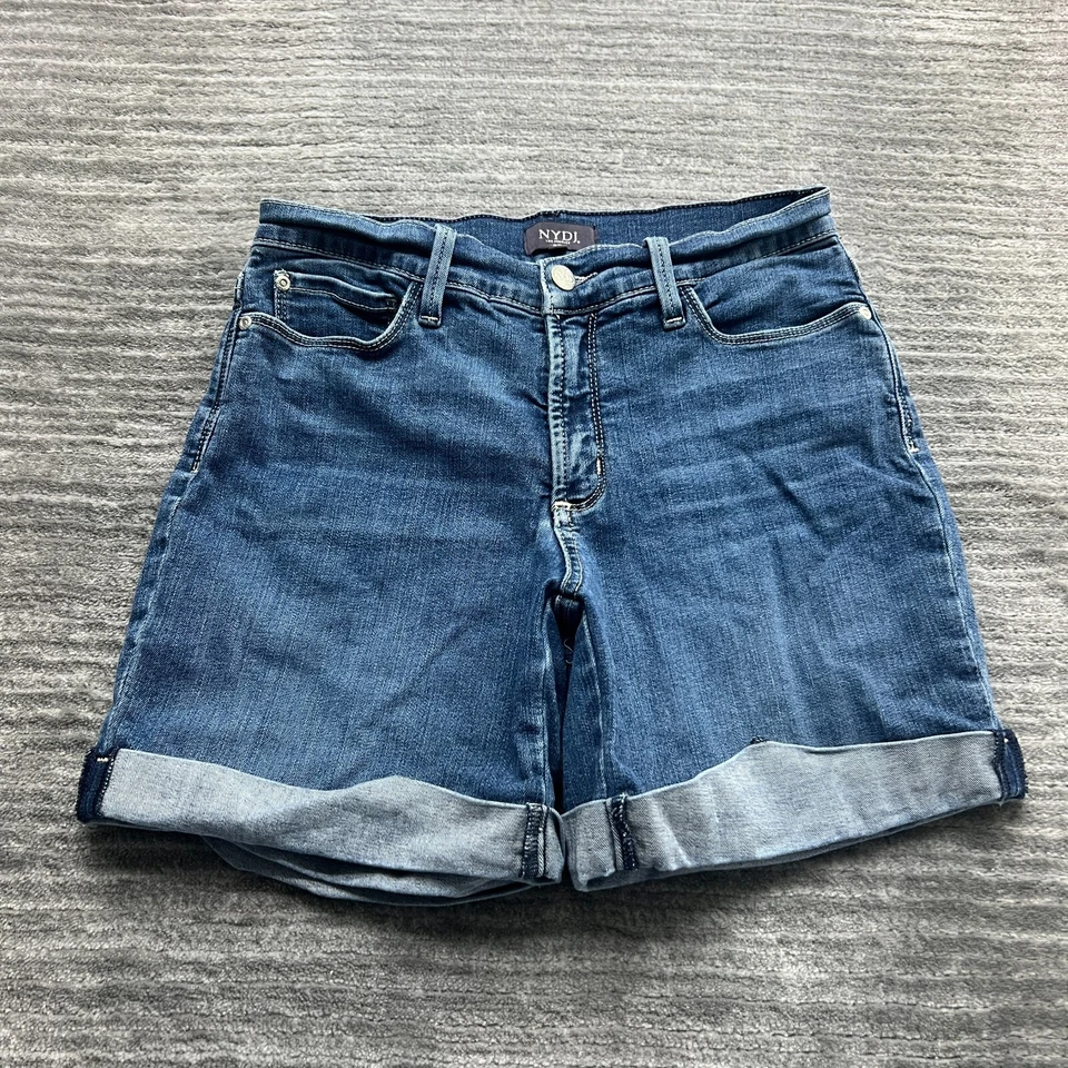 Pantalones Cortos NYDJ Talla 8P Mujer Avery Cortos Tiro Medio Lavado Azul Denim Foto 1 de 4