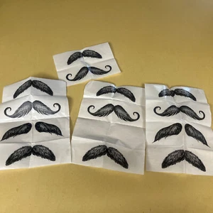 BLACK MUSTACHE Mylar Stickers (4)13-1/2"x3")Men’s•Style•Wax•Hair •Face•Combing• - Picture 1 of 1