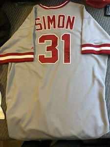 Alfredo Simon Game Used Cincinnati Reds Throwback Jersey Signed  - Picture 1 of 2