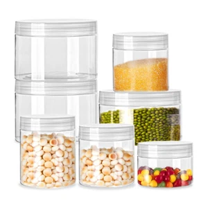 Plastic Storage Jars With Screw-on Lids Refillable Pots Makeup Balm Container 1 - Picture 1 of 19