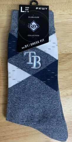 PKWY MLB Rays Case Collection Men’s 1 Pair Crew Sock Navy Size L (6-12) NEW Cover