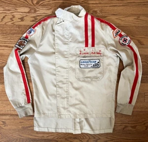 VINTAGE Nomex Racing DAVE SWAN Jacket Cream Red Goodyear Worth Autolite Olympia - Picture 1 of 12