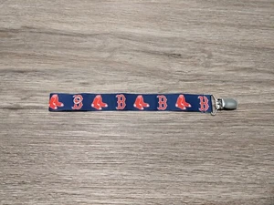 Pacifier Clip - Boston Red Sox Themed - Choose Your Favorite Ribbon - Picture 1 of 7