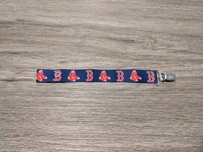 Pacifier Clip - Boston Red Sox Themed - Choose Your Favorite Ribbon - Image 1 of 4