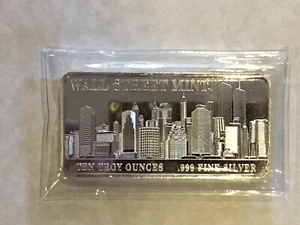 10oz Silver Bar Wall Street Mint New York Skyline World Trade Center Twin Towers - Picture 1 of 5