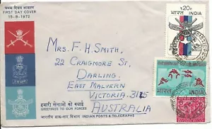Saludos a nuestras fuerzas 1972 FDC a Australia con estampillas en el frente - Imagen 1 de 1