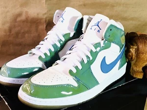 AIR JORDAN 1 RETRO UNC PATENT LEATHER 2003 WHITE/UNIVERSITY BLUE SIZE 12. NICE! - Picture 1 of 15