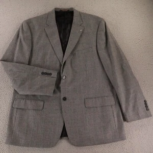 Prince of Wales Check Jacket XL Gray Brown Glen 100% Wool Tweed Blazer 46R - Picture 1 of 17