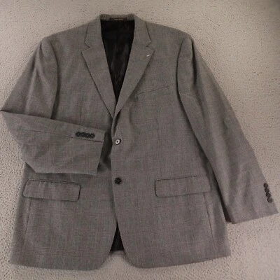 Prince of Wales Check Jacket XL Gray Brown Glen 100% Wool Tweed Blazer 46R - Image 1 of 4