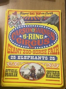 Revista de recuerdos de circo de 5 anillos Circus Carson & Barnes con boleto elefante zoológico - Imagen 1 de 3