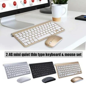 2.4G Slim Rechargeable Full Size Wireless Keyboard Mouse - Picture 1 of 8