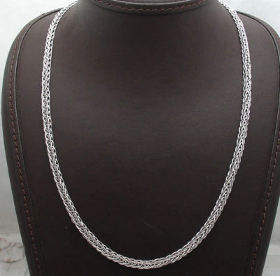 Collar de cadena de eslabones tejidos espiga de trigo brillante oro blanco de 14K real QVC 18" 20" Foto 1 de 4