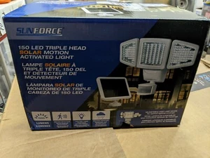 NEW Sunforce 150 LED Triple Head Solar Powered Motion Activated 1000 Flood Light - Picture 1 of 3