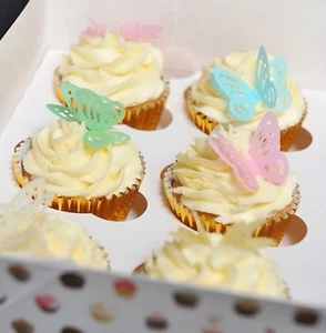 24 vorgeschnittene 3D gemischte Farben essbare Oblate Papier Schmetterling Kuchen Topper - 4 Farben - Bild 1 von 4