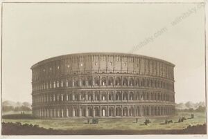 "Colosseum", Italian Watercolored Etching, 1820s (1)