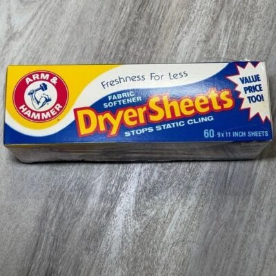 Rollo de hoja secadora suavizante de tela de brazo y martillo vintage ~ paquete de 60 ~ nuevo stock antiguo Foto 1 de 4