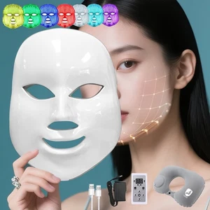 7 Farben LED Licht Photonentherapie Gesichtsmaske für Gesichtshautpflege Falten Therapie - Bild 1 von 13