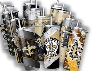 Football 20 OZ STAINLESS STEEL TUMBLER CUP +LID/STRAW - Picture 1 of 17