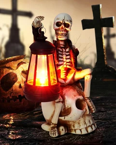 2025 Halloween Outdoor Solar Skeleton Statue w/ Red LED Light Yard Patio Decor - Picture 1 of 12