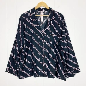 VS Victoria's Secret Pajama Shirt Size XL Logo Spell Out Black Pink Cotto Modal - Picture 1 of 8