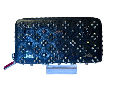 Auténtica Cartera Christian Louboutin Panettone Zippy Negra y Plateada Tachonada Foto 1 de 4