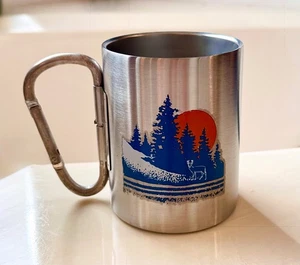Ozark Trail Camping Hiking Carabiner Handle 17 oz Stainless Steel Mug No Lid - Picture 1 of 2