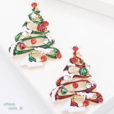Broche de árbol de Navidad retro broches de estrás de cristal joyería de fiesta regalos Foto 1 de 4