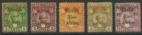 British East Africa 1897 SG80-85 Less SG81 Overprint BEA MM Fine Cat £255.00 Cover