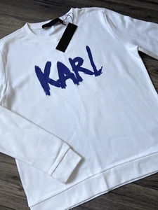 Karl Lagerfeld Pinselstrich Logo Sweatshirt Größe L (UK 14) Neu mit Etikett - Bild 1 von 5
