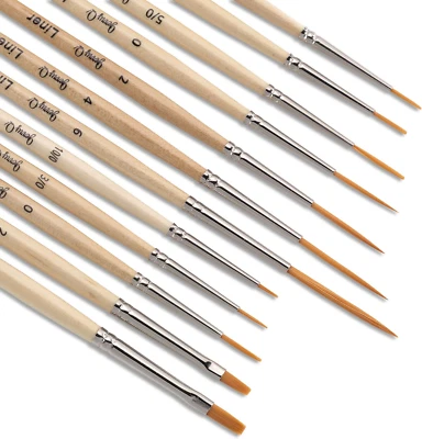 12 Pcs Detail Paint Brushes, Golden Synthetic Hair, High Performance for Oil, Ac Foto 1 de 4