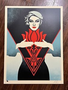 Shepard Fairey “Noir Flower Woman” Red Art Print Poster XX/400 Lotus