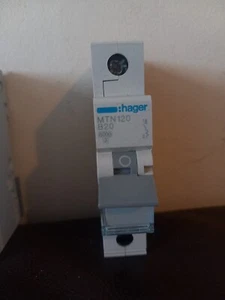 Hager MCB 20 AMP einpoliger Leitungsschutzschalter Typ B 20A B20 MTN120 230/400V gebraucht - Bild 1 von 7