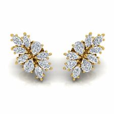 Real SI Clarity H Color Diamond Stud Cluster Earrings 14k Gold Jewelry 1.85 Ct.