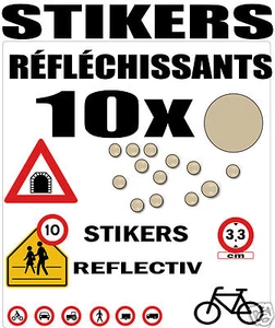 10 Pastilles [33mm] autocollant blanc  REFLECHISSANT Réflective [1.3"inch] - Bild 1 von 4