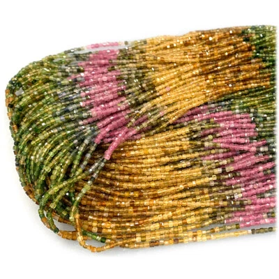 天然宝石正品宝石碧玺边缘立方体刻面珠宝设计珠子 — 第 1/4 张图片