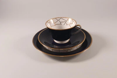 Weimar Sammeltasse Teller Untertasse Gedeck kobaltblau Netzdekor DDR Kaffeetasse - Bild 1 von 4