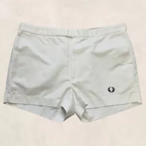 Pantaloncini da tennis originali vero vintage Fred Perry preppy bianchi 107 cm W40 - Foto 1 di 4