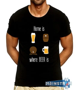 T-SHIRT MAGLIETTA HOME IS WHERE BEER IS FUN HOT COOL ALCOOL - Foto 1 di 4