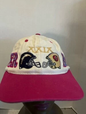 De colección 1995 Super Bowl XXIX Logo Atlético Rosa y Blanco Snapback Gorra Gorra de Béisbol Foto 1 de 4