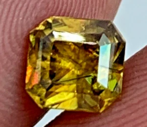 1.65 CT Rare honey Color Natural Sphene rutile fancy radiant Cut Gemstone@pak - Picture 1 of 12