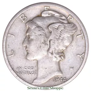 1944 S Mercury Dime 10C Extremely Fine EF XF Cond San Francisco Ships Free! - Picture 1 of 2