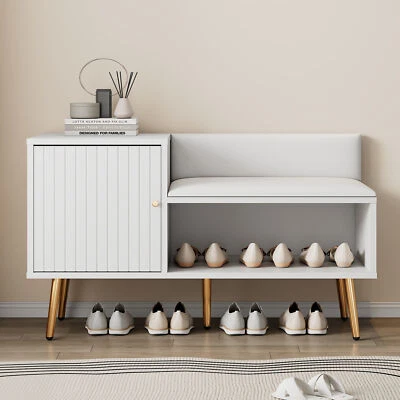 Gepolsterter Schuhbank Sitzbank mit Stauraum für den Eingangsbereich Weiß - Bild 1 von 4